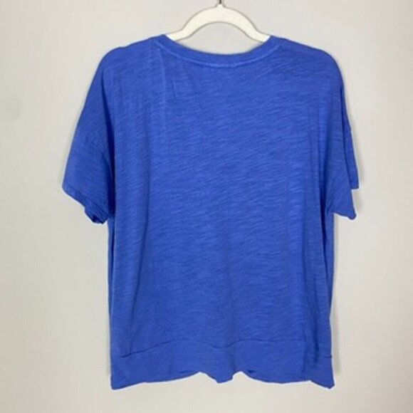 Mododoc Knotted Twist Front Top Womens Large Purple Short Sleeves Boxy - Picture 6 of 7